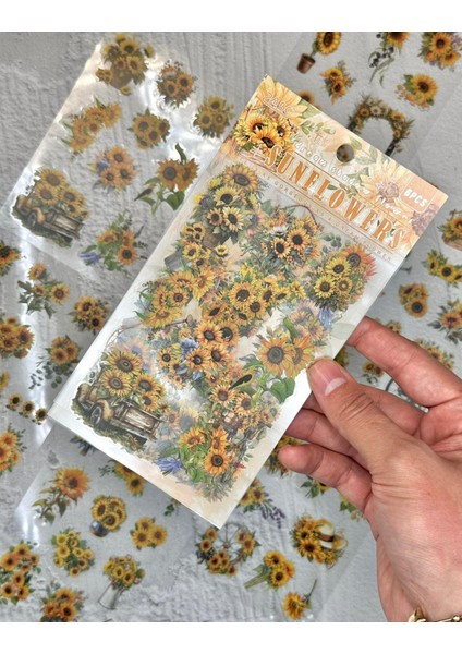 Vintage Ayçiçeği 6 Yaprak Sticker Set/etiket/çıkartma/bullet Journal