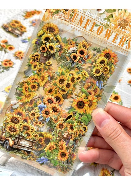 Vintage Ayçiçeği 6 Yaprak Sticker Set/etiket/çıkartma/bullet Journal indirimleri