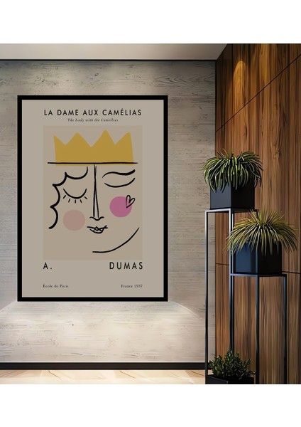 Çerçeve Görünümlü La Dame Aux Camélias Dekoratif Ahşap Mdf Ev Duvar Tablo Dikdörtgen Ev Duvar Tablo