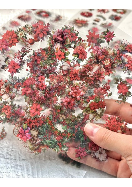 Brilliant Red Çiçek 6 Yaprak Sticker Set/etiket/çıkartma/bullet Journal fırsatları