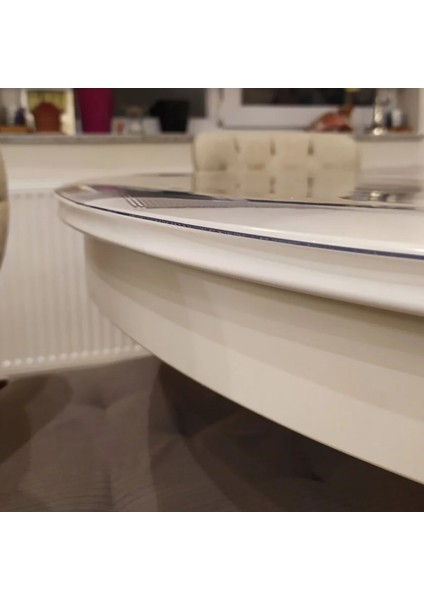 Yuvarlak 2,6mm Şeffaf Kalın Pvc Masa Örtüsü Kaymaz Koruyucu modelleri