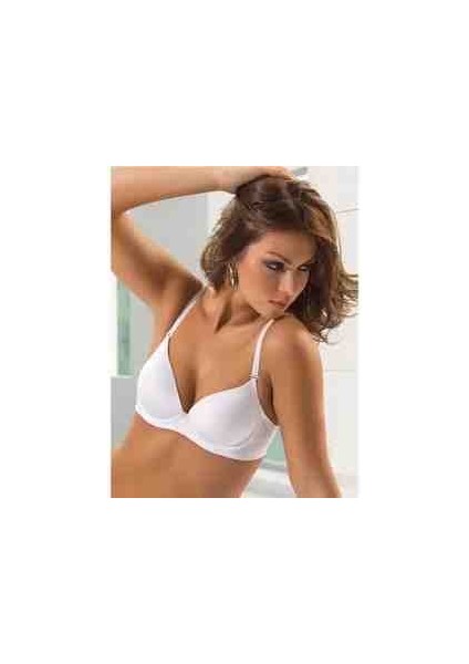 Kadın Kumaş Desteksiz Balenli Klasik Beyaz Sütyen 7010 Micro