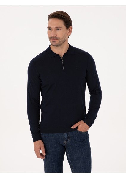 Erkek Lacivert Regular Fit Basic Kazak 50318901-VR033