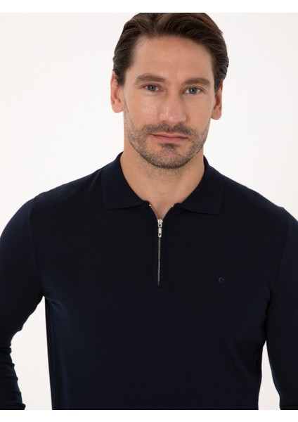 Erkek Lacivert Regular Fit Basic Kazak 50318901-VR033 fiyatları