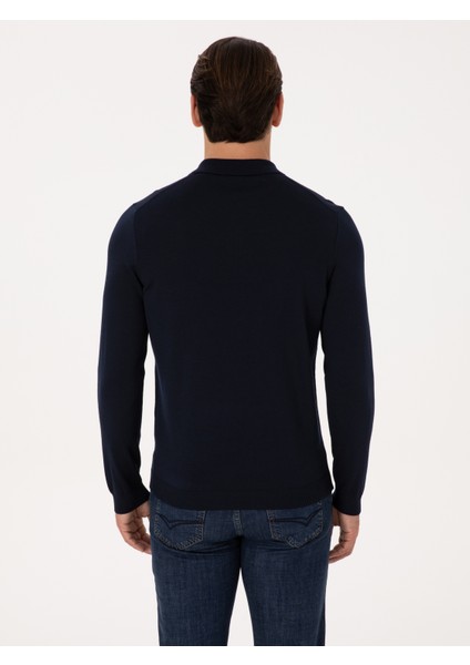 Erkek Lacivert Regular Fit Basic Kazak 50318901-VR033 indirimleri