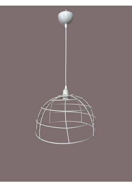 Yarım Küre Avize Teli , Iskeleti (35X20 Cm) Beyaz Statik Boyalı (Duy Takımı Dahil) fiyatları