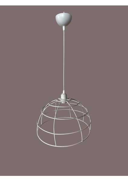 Yarım Küre Avize Teli , Iskeleti (35X20 Cm) Beyaz Statik Boyalı (Duy Takımı Dahil) fırsatları