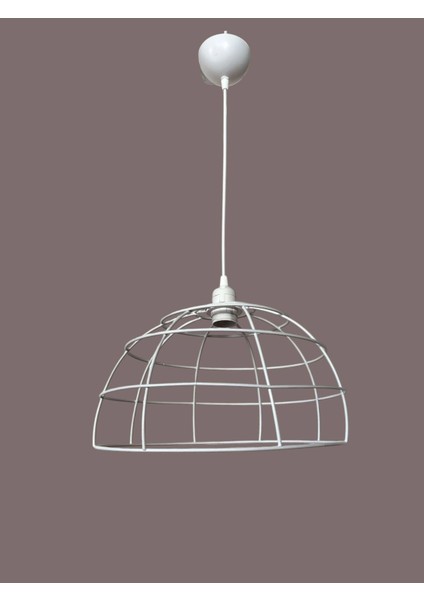 Yarım Küre Avize Teli , Iskeleti (35X20 Cm) Beyaz Statik Boyalı (Duy Takımı Dahil) indirimleri