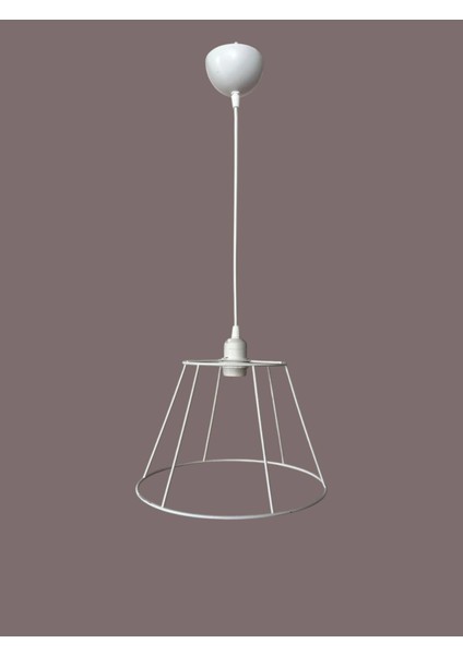 Konik Avize Teli , Iskeleti (Standart Boy 30X20 Cm) Beyaz Statik Boyalı (Duy Takımı Dahil) modelleri