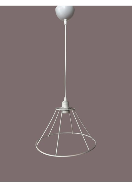 Konik Avize Teli , Iskeleti (Uzun Boy 30X18 Cm) Beyaz Statik Boyalı (Duy Takımı Dahil) fiyatları