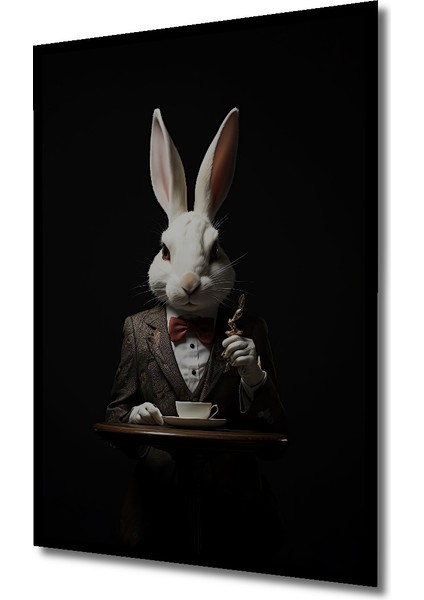 Çerçeve Görünümlü Şık Tavşan Çay Saati Dekoratif Ahşap Mdf Ev Duvar Tablo Dikdörtgen Ev Duvar Tablo fiyatları