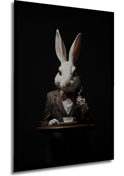 Çerçeve Görünümlü Şık Tavşan Çay Saati Dekoratif Ahşap Mdf Ev Duvar Tablo Dikdörtgen Ev Duvar Tablo modelleri