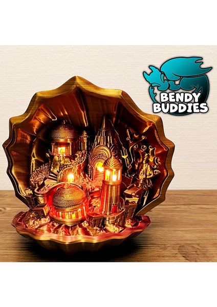 Atlantis-Lamba / Kabuk Dekorasyonu / Yerinde Baskı Gece Lambası / Poseidon Sarayı Dekoru