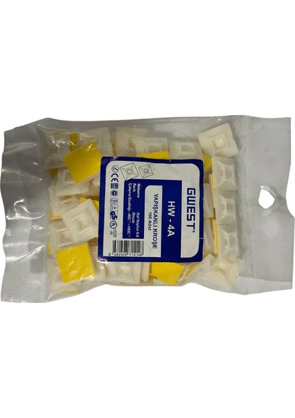 HW-4A Yapışkanlı Kroşe 100 Adet Beyaz-Sarı
