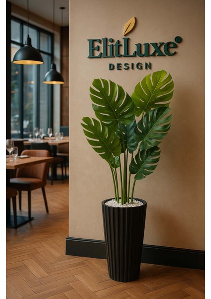 Elitluxe Design Büyük Boy Yapay Monstera Bitkisi – 170 cm – Siyah Çizgili Lüx Saksı – Beyaz Dekoratif Taşlı – Premium Kalite Yapay Salon Bitkisi fiyatları