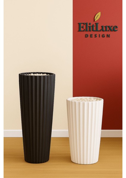 Elitluxe Design Büyük Boy Yapay Monstera Bitkisi – 170 cm – Siyah Çizgili Lüx Saksı – Beyaz Dekoratif Taşlı – Premium Kalite Yapay Salon Bitkisi modelleri