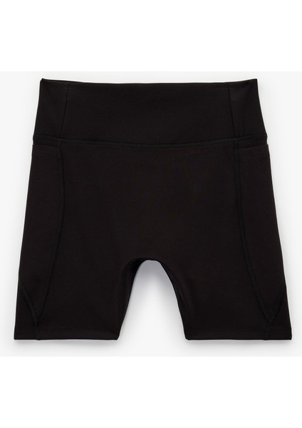 Yüksek Bel Interlok Cep Detaylı Spor Biker Tayt