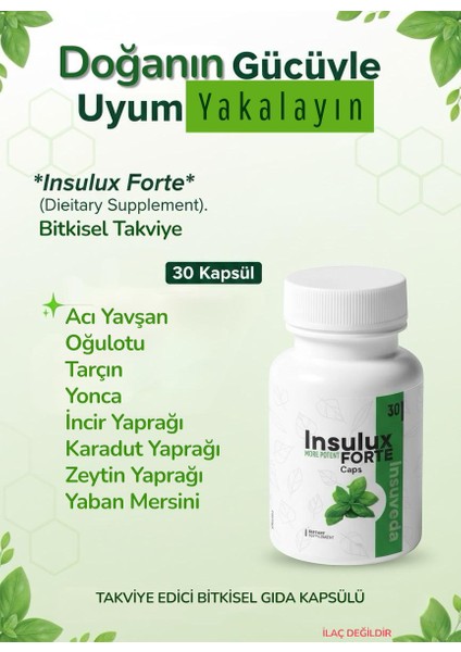 Insulux Forte Gurmar ve Tarçın Özü Içeren Takviye Edici Gıda 1 Kutu 30KAPSÜL Caps