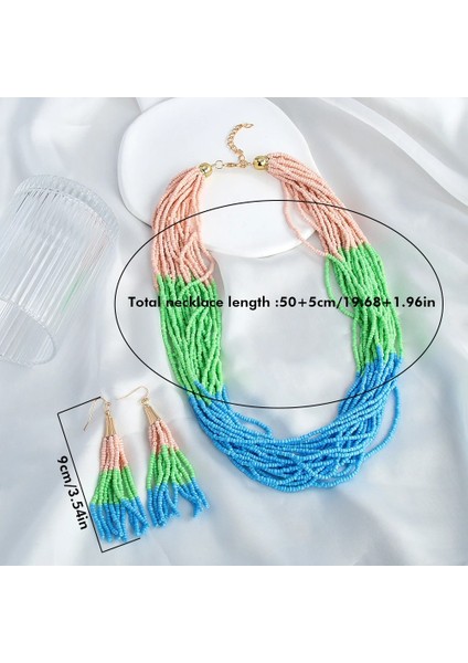 Vintage Bohem Kadın Kolye Püskül Küpe Seti fiyatları