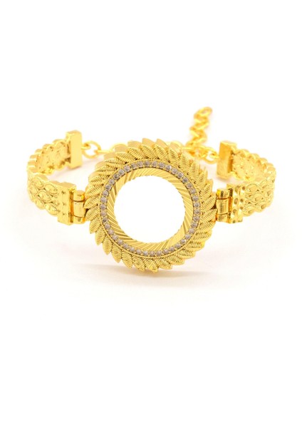 Çeyrek Altın Çerçeve Bileklik Çelik Altın Kaplama Işlemeli Model BLZ-638 indirimleri