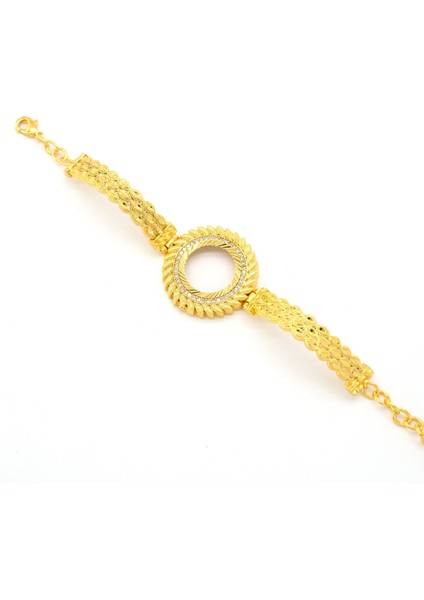 Çeyrek Altın Çerçeve Bileklik Çelik Altın Kaplama Işlemeli Model BLZ-638