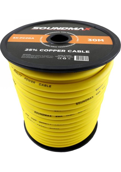 SX-PC2GA Oto Anfi Power Kablo 2ga 30 Metre Bakır