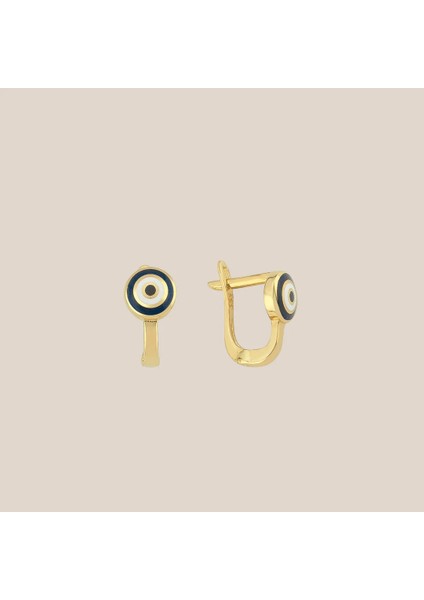 Mineli Nazar Boncuğu Altın Çocuk Küpesi