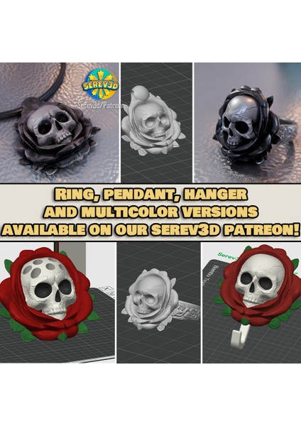 Kafatası Gül Kalemlik - Spooky Masa Düzenleyici - 3D Baskı Stl/3mf modelleri