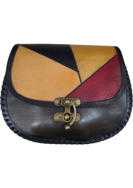 El Yapımı Hakiki Deri Bohem Kadın Çapraz Çanta - El Kabartma Vintage Tarz - Sanatsal El Işçiliği Omuz Çantası