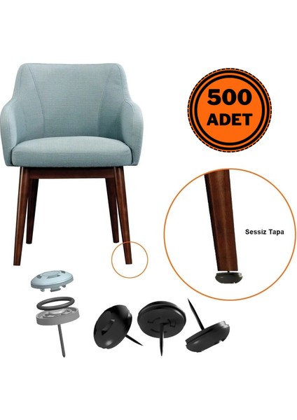 500 Adet Silentplug Sessiz Tapa Masa Sandalye Çivili Polygrid Siyah