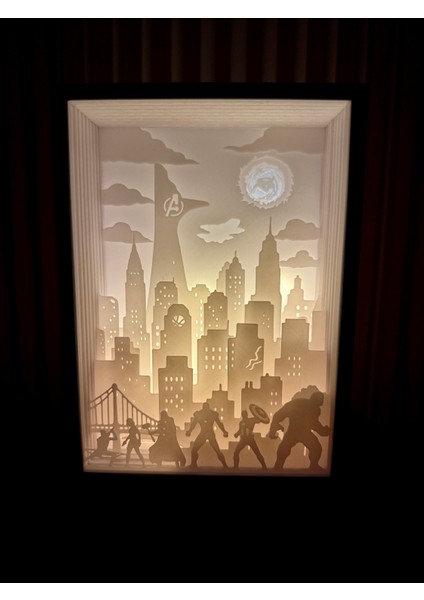 Avengers Gölge Kutusu Işık Kutusu 3D Lamba