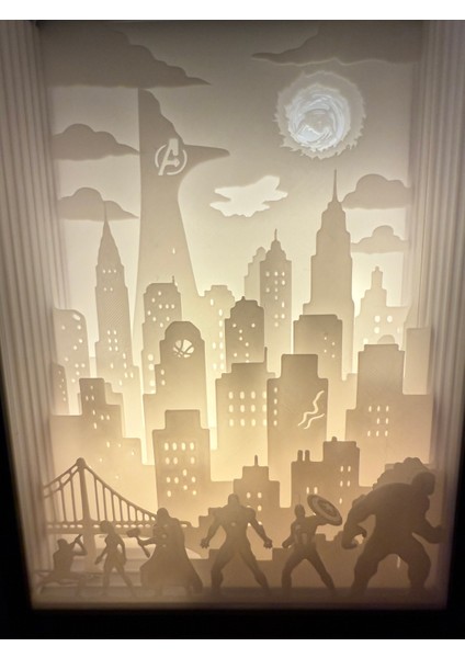 Avengers Gölge Kutusu Işık Kutusu 3D Lamba fiyatları