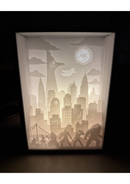 Avengers Gölge Kutusu Işık Kutusu 3D Lamba modelleri