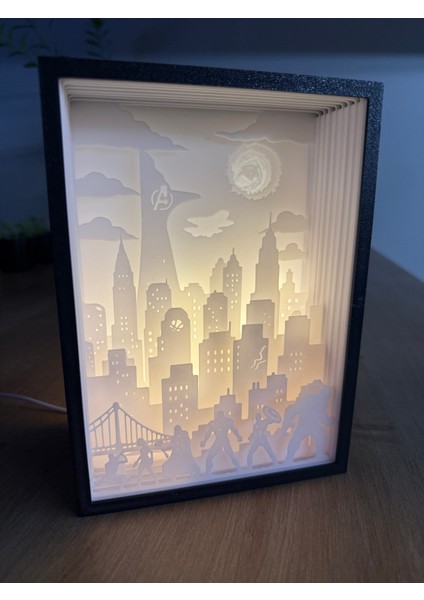 Avengers Gölge Kutusu Işık Kutusu 3D Lamba fırsatları