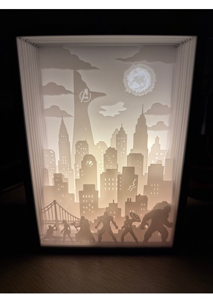 Avengers Gölge Kutusu Işık Kutusu 3D Lamba indirimleri