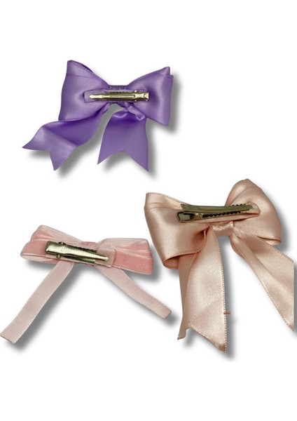 Kurdele Model Mor ve Pembe Renkli Dört Adet Toka Seti