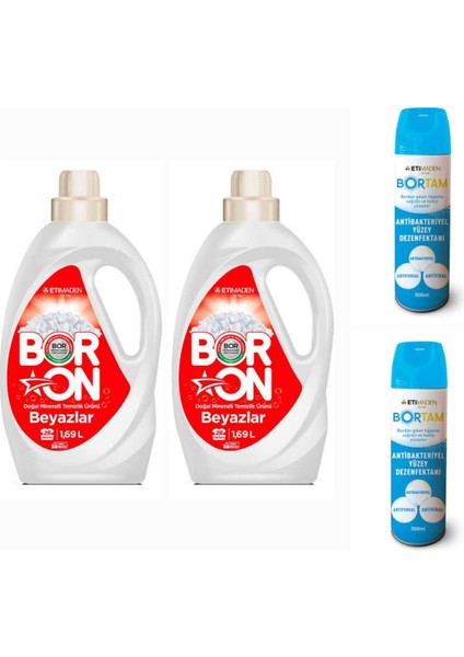 Doğal Sıvı Çamaşır Deterjanı Boron Beyazlar Için 26*2 Yıkama+ Bortam Dezenfektan 500 Ml*2 Adet.