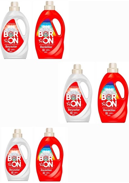 Doğal Mineralli Sıvı Çamaşır Deterjanı 3 Beyazlar+3 Renkliler Için 156 Yıkama.