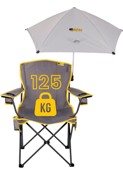 Şemsiyeli Kamp Sandalyesi 125 kg Taşıma Kapasaiteli