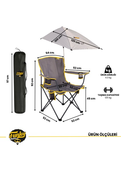 Şemsiyeli Kamp Sandalyesi 125 kg Taşıma Kapasaiteli modelleri