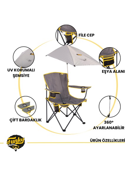 Şemsiyeli Kamp Sandalyesi 125 kg Taşıma Kapasaiteli fırsatları