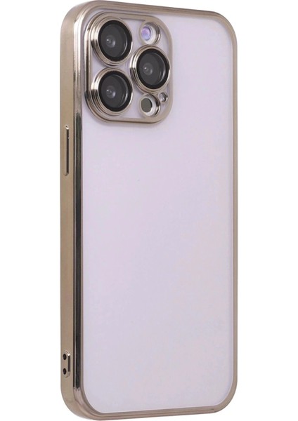 iPhone 14 Pro Max Kılıf Lensli Silikon - Gold modelleri