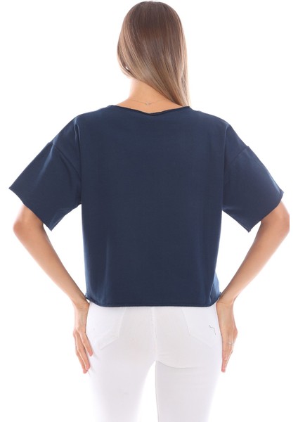 Resim Baskılı Salaş Tasarım Mavi Kadın Sweatshirt fırsatları