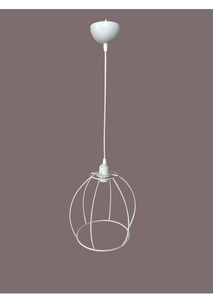 Yarım Küre Avize Teli , Iskeleti (20X24 Cm) Beyaz Statik Boyalı (Duy Takımı Dahil) fiyatları