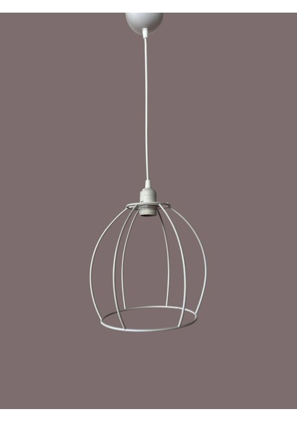 Yarım Küre Avize Teli , Iskeleti (20X24 Cm) Beyaz Statik Boyalı (Duy Takımı Dahil) modelleri