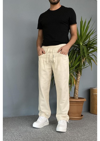 Yazlık Salaş Ekru Keten Pantolon fırsatları