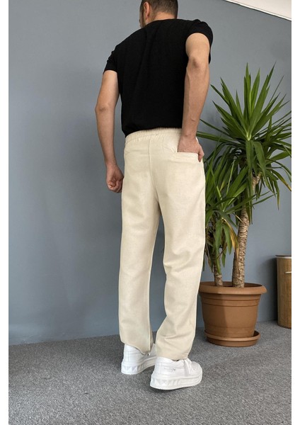 Yazlık Salaş Ekru Keten Pantolon indirimleri