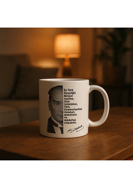 Atatürk ve Gençliğe Hitabesi Baskılı Kupa Bardak