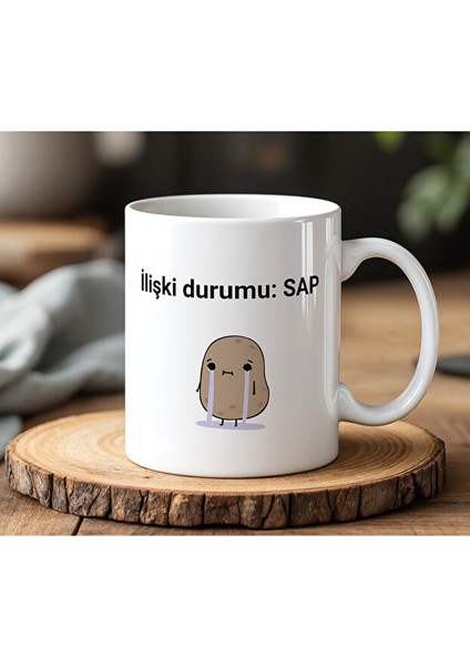 Ilişki Durumu:sap Tasarımlı Beyaz Seramik Baskılı Kupa Bardak