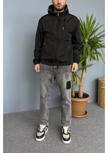 Kapüşonlu Siyah Yağmurluk modelleri